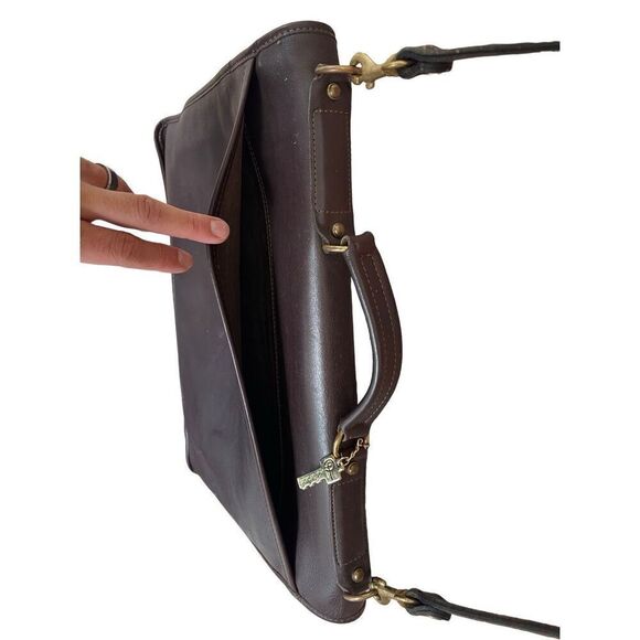 Jack Georges Womens Brown Leather Turn Lock Closure Shoulder Messenger Bag - Picture 5 of 10